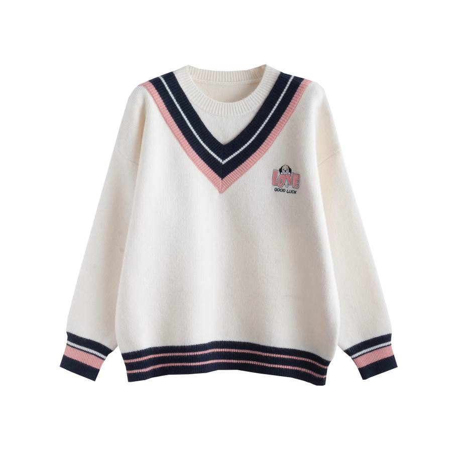 Tonlion Sweaters Women's White Tone Crew Neck Moderate