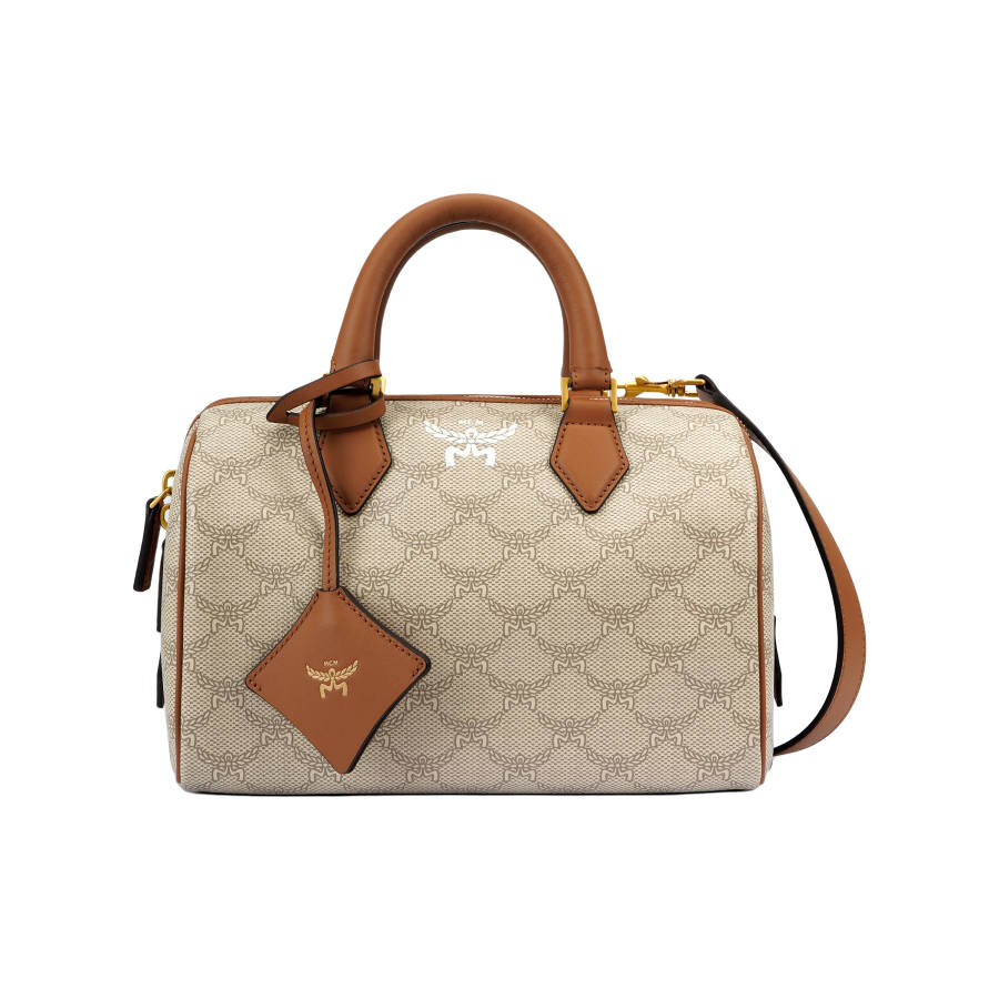 MCM MCM Canvas With Leather Handbag Small Women's Beige