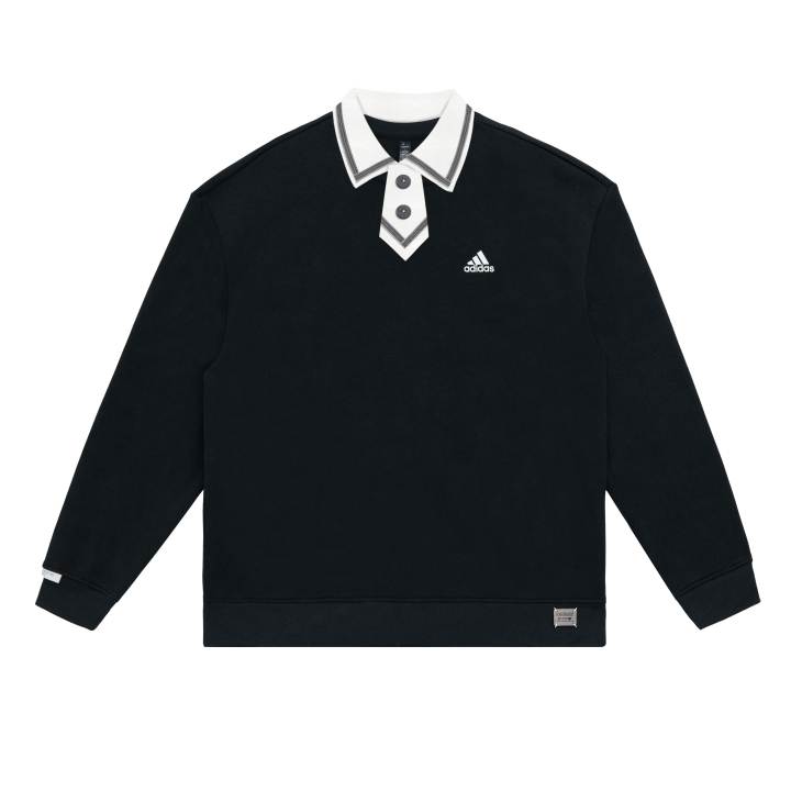 Adidas Adidas Sweatshirts Unisex Black Polo Collar Moderate
