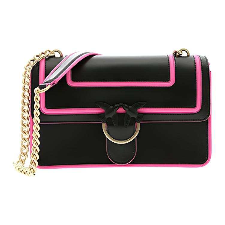 PINKO Leather Crossbody Bag, Shoulder Bag Medium Women's Black