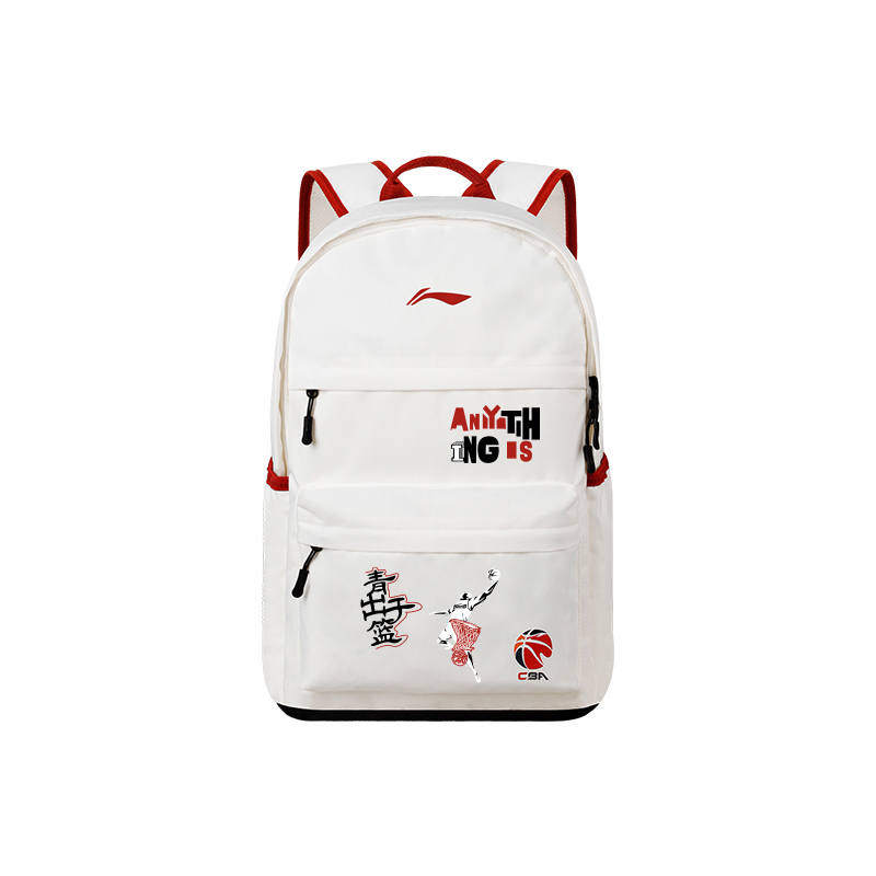 Li-Ning Li Ning CBA Collection Polyester Backpack Regular Unisex White Red