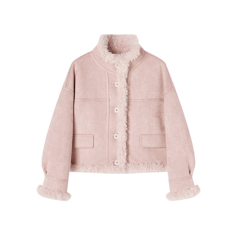 XIANGYING Furs Women's Silver Peony Lapel Thickened