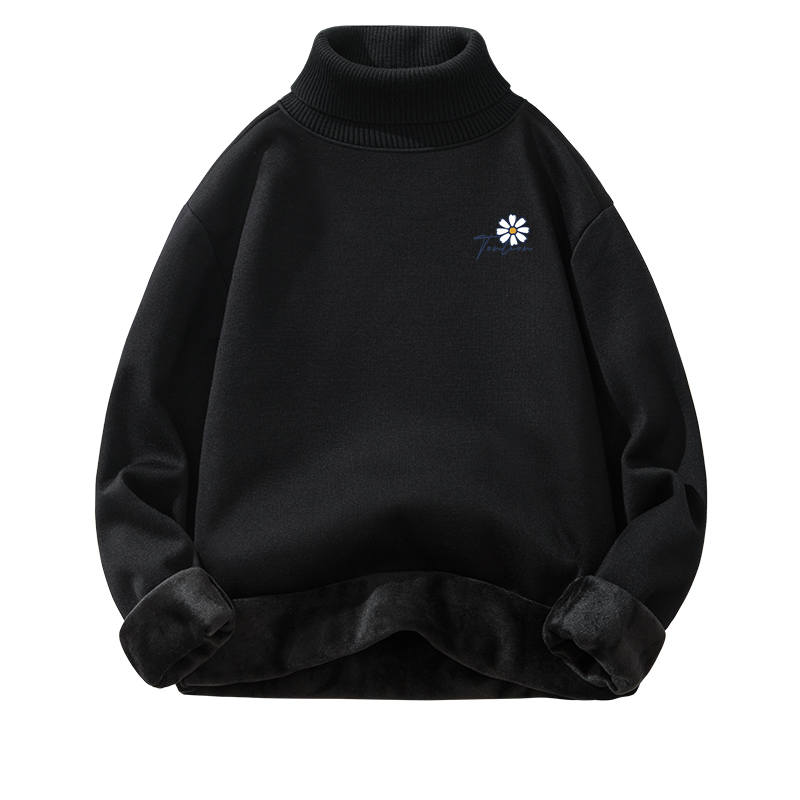 Tonlion Sweaters Unisex Turtleneck Thickened And Fleece Lined A Line