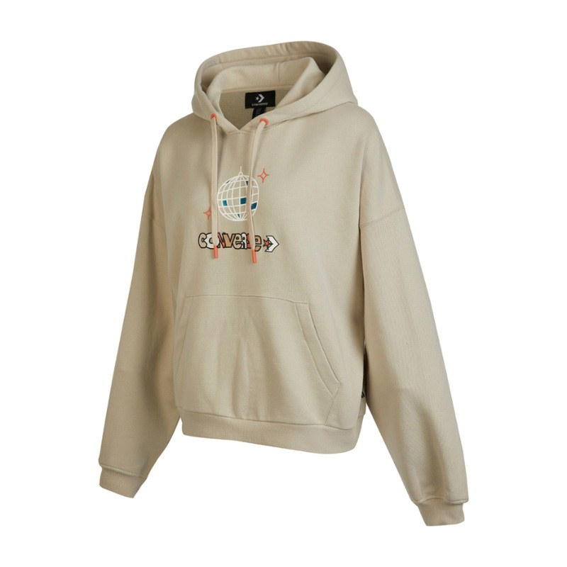 Converse Sweatshirts Women's Khaki Beige Hooded Thickened