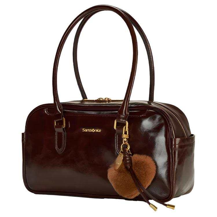 Samsonite SAMSONITE Cow Leather Handbag Women's Chocolate