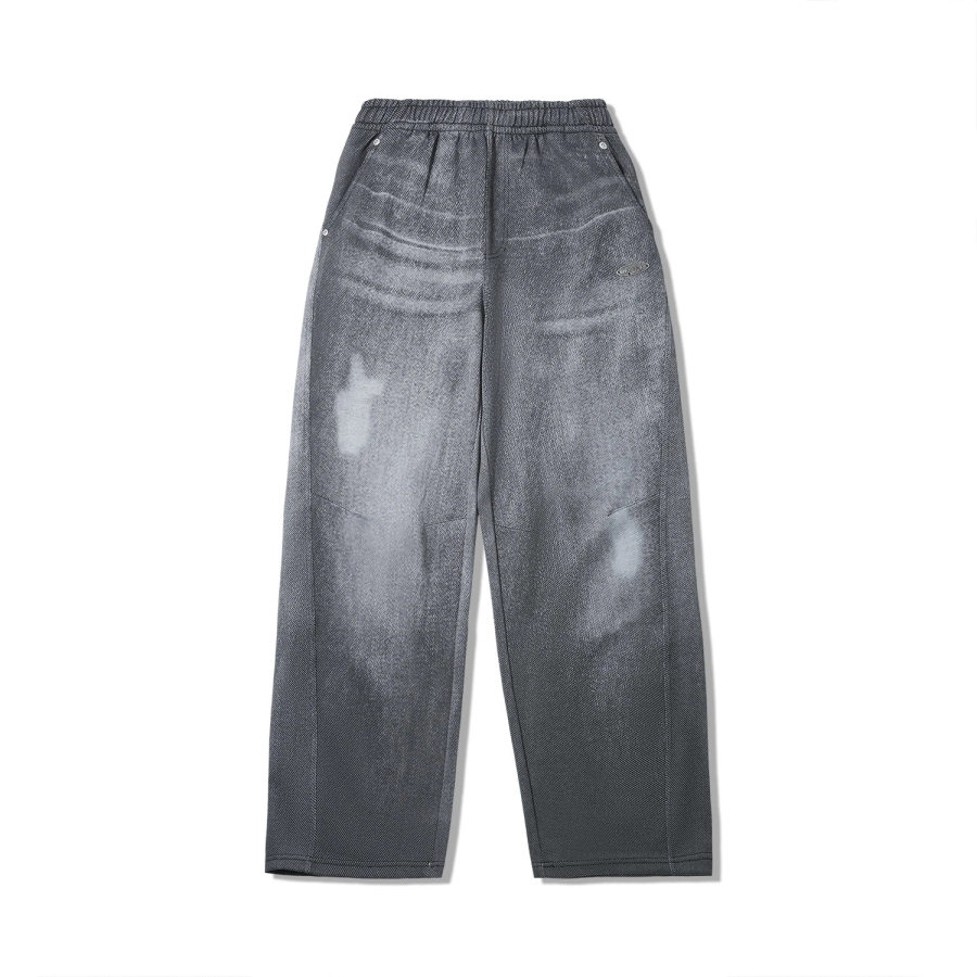 Li-Ning Li Ning Casual Pants Women's Ebony Black All Over Print Moderate Straight Fit Pants