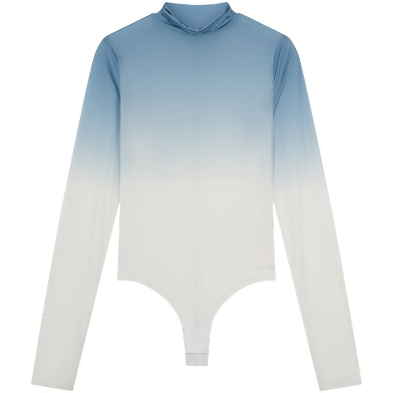 Calvin Klein Bodysuits Women's 0M6 Gradient Blue Stand Collar