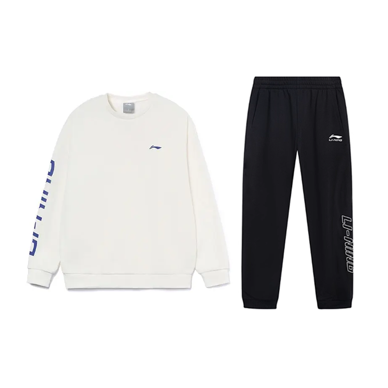 Li-Ning Li Ning Letter Logo Print Versatile Comfortable Crew Neck Pullover Long Sleeved Fleece Lined Fashion Casual Sportswear