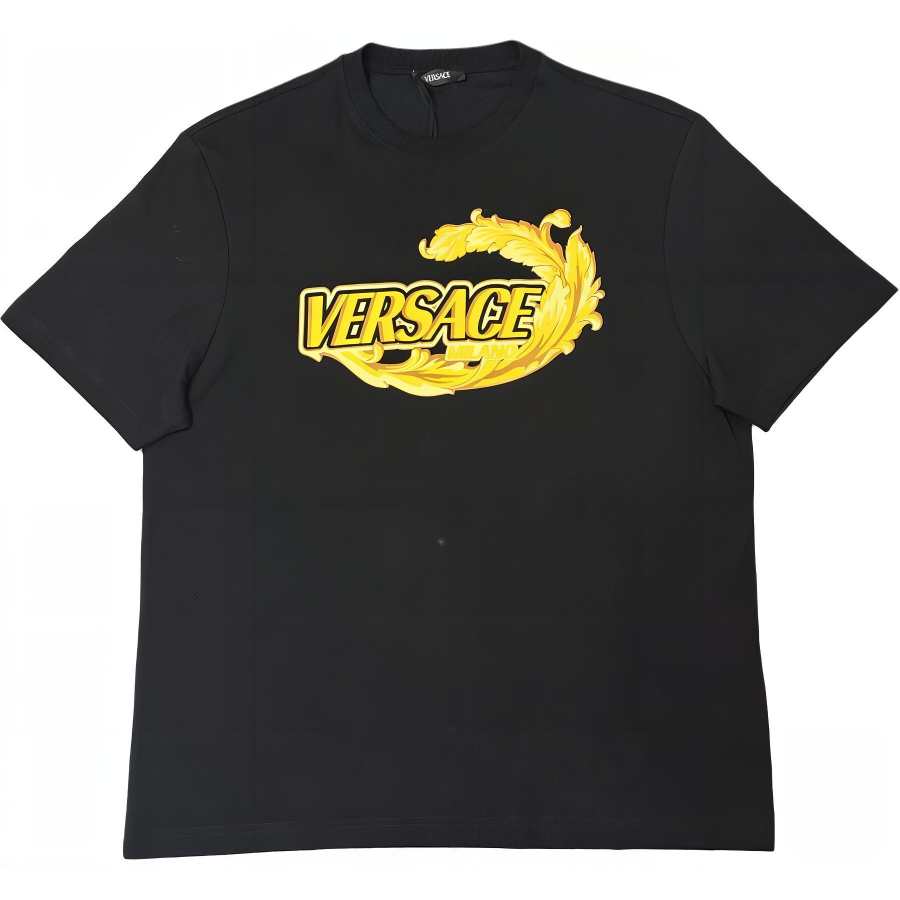 VERSACE T Shirts Men's Black Crew Neck Moderate Straight Fit
