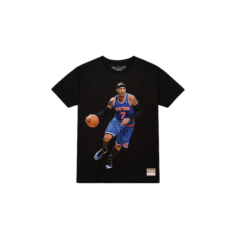 Mitchell Ness T Shirts Unisex Black New York Knicks Anthony Crew Neck Moderate