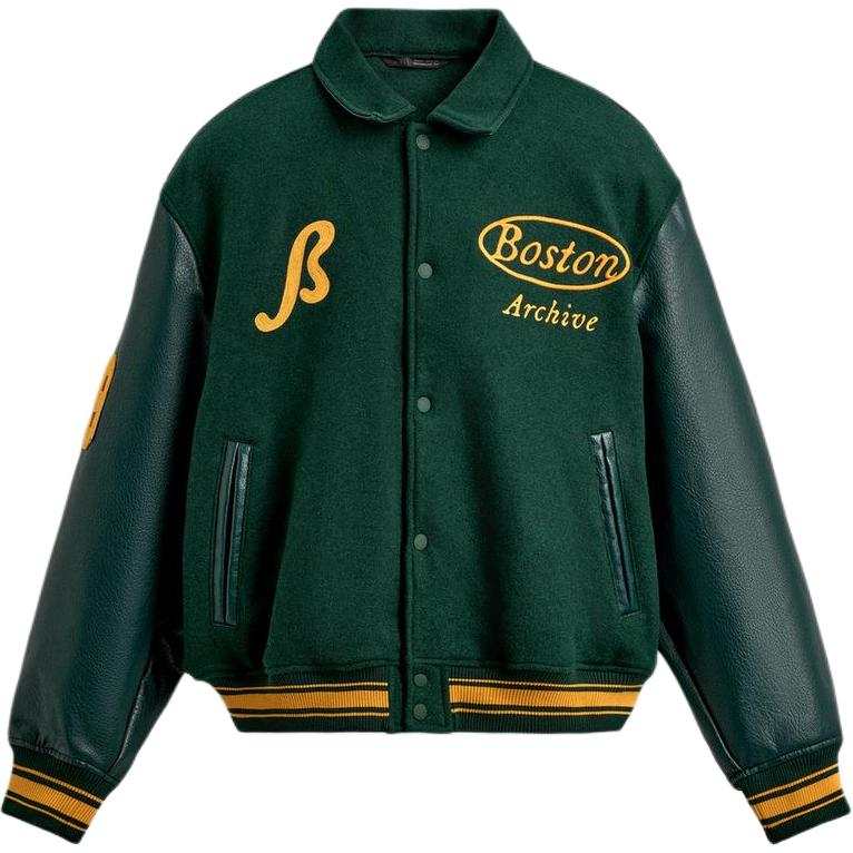 ZARA Jackets Men's Green Lapel Moderate Pilot