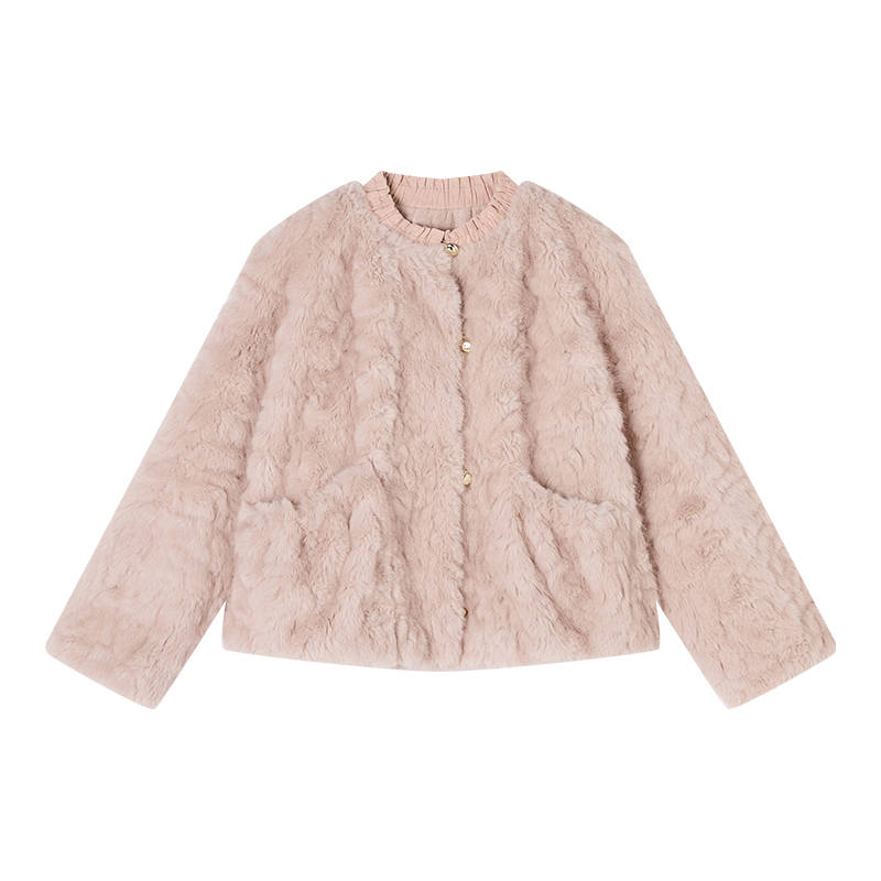 XIANGYING Furs Women's Silver Peony Crew Neck Moderate