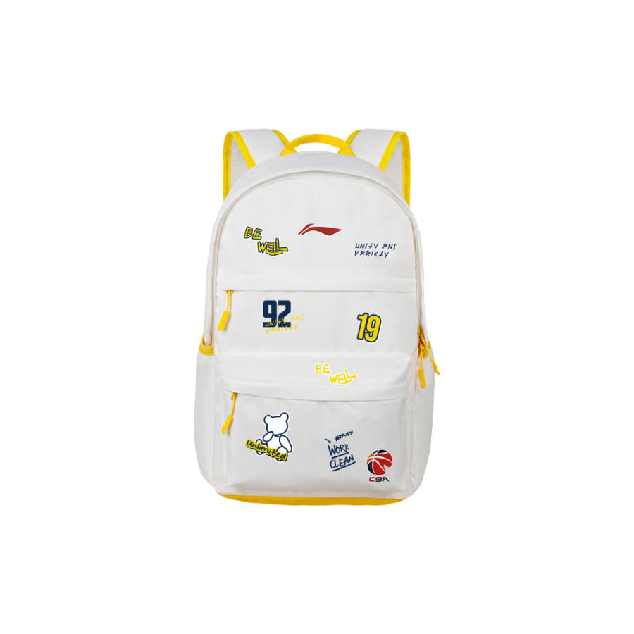 Li-Ning Li Ning Polyester Backpack Unisex White Yellow