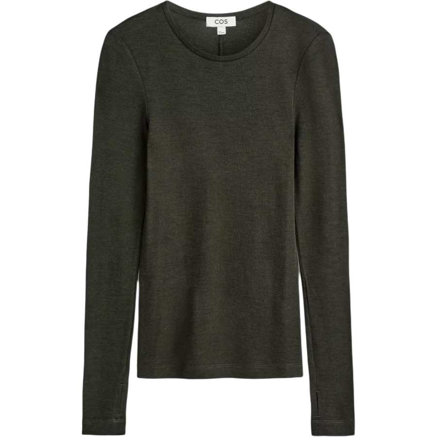 COS T Shirts Women's Dark Green Crew Neck Moderate