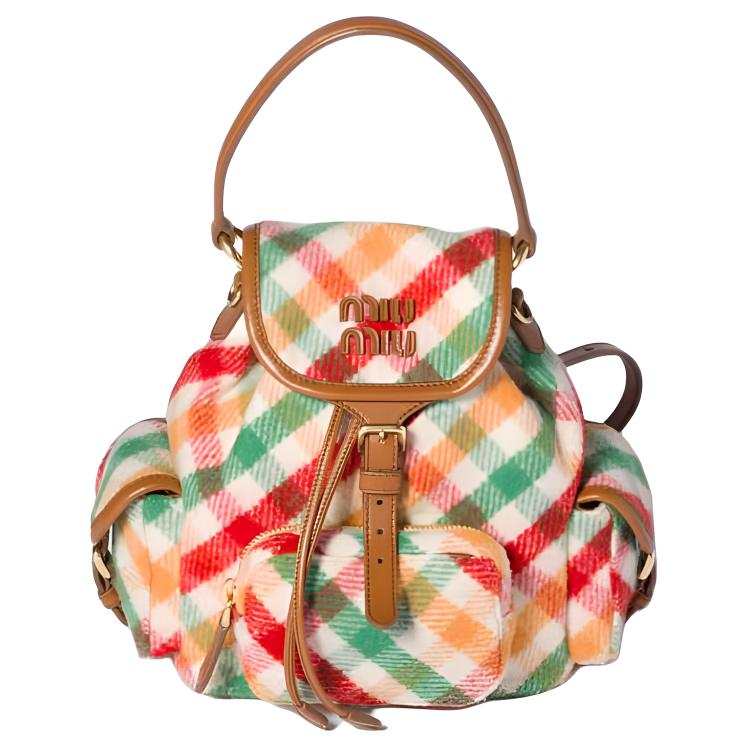 MIU MIU Blended Material Backpack Women's Red & Green