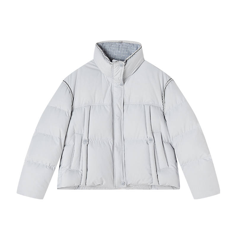 XIANGYING Down Jackets Women's Nautical Blue Hooded Moderate Puffer Jacket