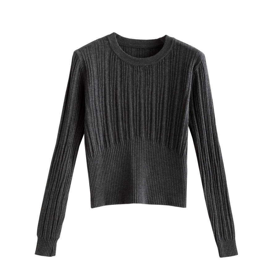 Tonlion Knitwear Women's Dark Heather Gray Crew Neck Moderate