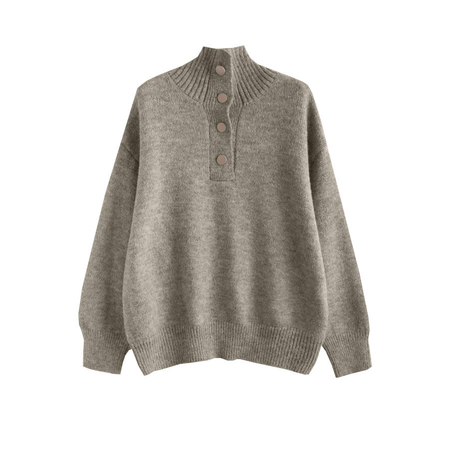 Tonlion Knitwear Women's Beige Heather Gray Turtleneck Moderate