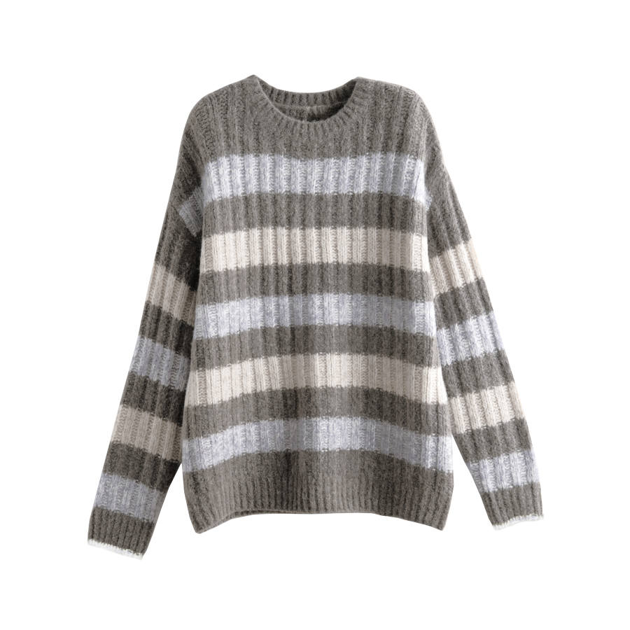 Tonlion Sweaters Women's Cream Gray Coffee Crew Neck Moderate Base Layer