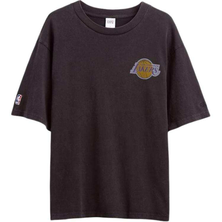 GAP X NBA T Shirts Unisex Charcoal Gray Crew Neck Straight Fit