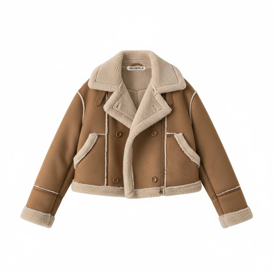 Qiuerle Furs Women's Lapel Thickened