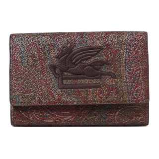 ETRO Coated Cotton With Smooth Calfskin Key Pouch Men's Red Brown