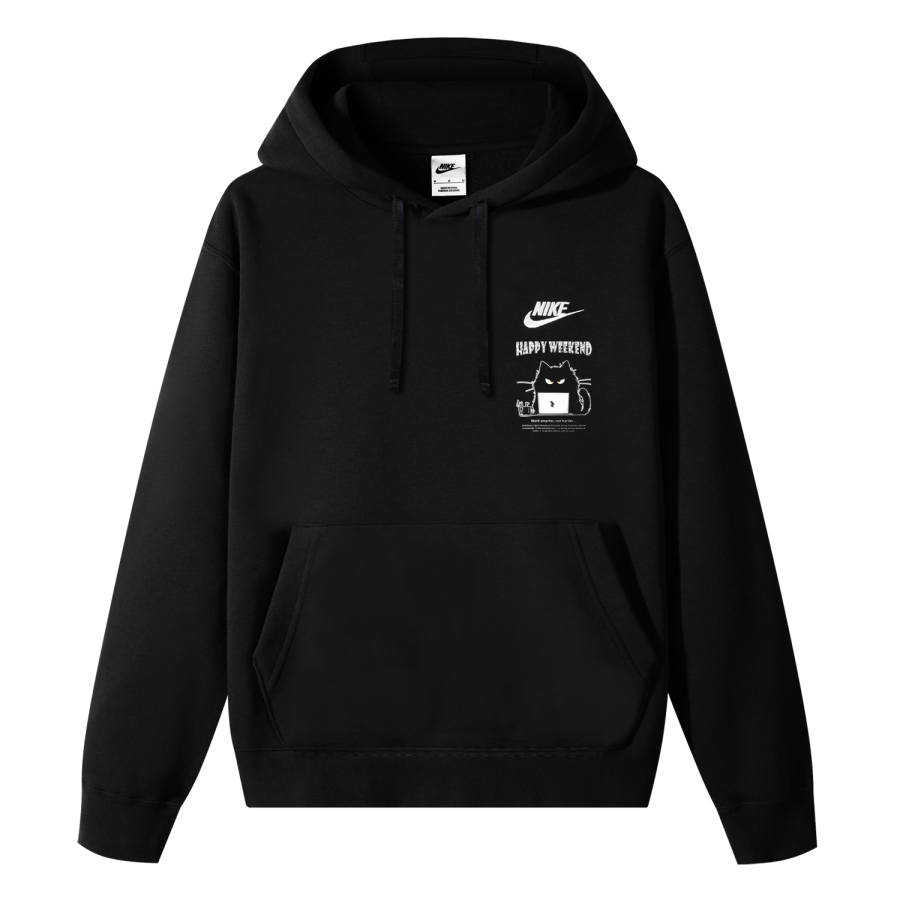 Nike Nike Sportswear Club Overworked Cat Fleece Lined Hooded Comfortable Casual Long Sleeved Sweatshirt Unisex Black