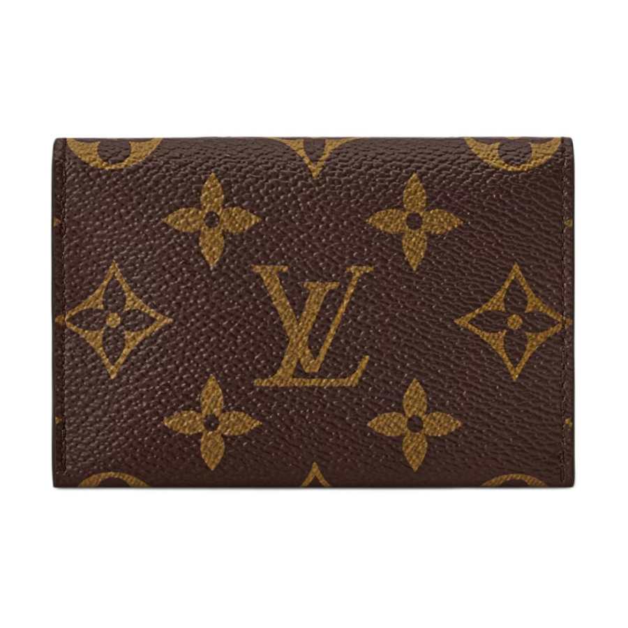 LOUIS VUITTON SLIM Coated Canvas Card Holder Women's Brown & Blue Frost & Silver