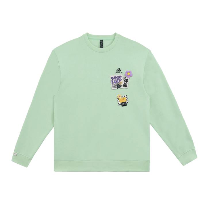 Adidas Adidas LABEL Sweatshirts Unisex Light Green Crew Neck Moderate Regular