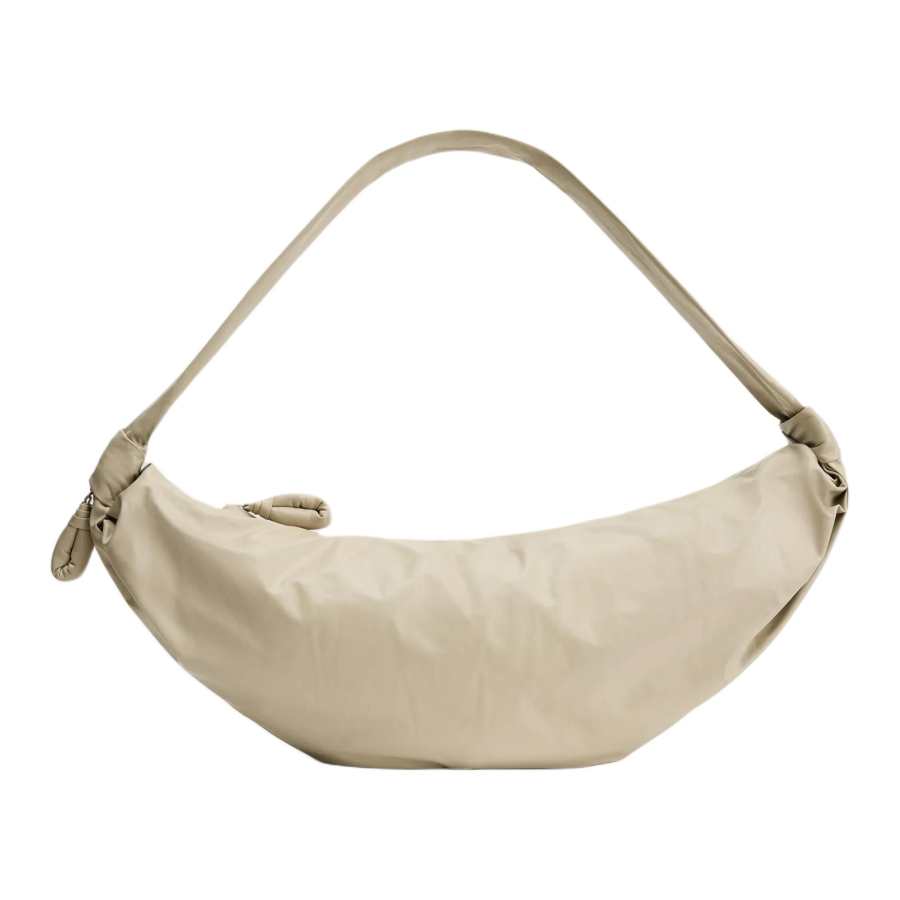 Lemaire Croissant Paper Leather Shoulder Bag Large Unisex Light Olibanum