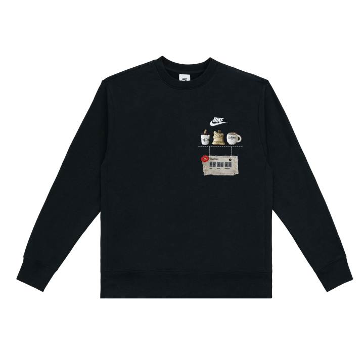 Nike Nike Sportswear Club Casual Coffee Label Crew Neck Pullover Long Sleeved Fleece Lined Sweatshirt Unisex