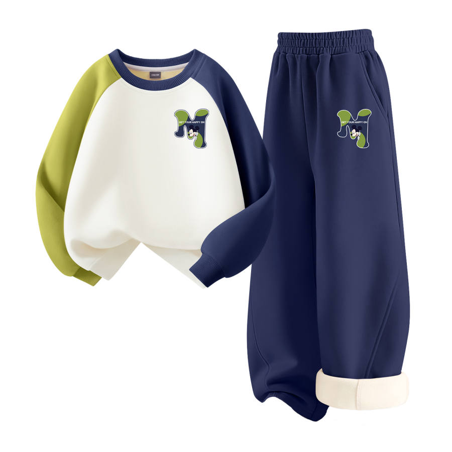Disney Kids Casual Sportswear Crew Neck Thickened And Fleece Lined