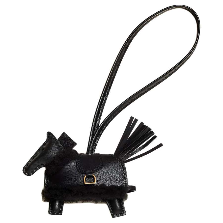 HERMES Milo Lambskin, Merinos Wool Bag Accessory Women's Black