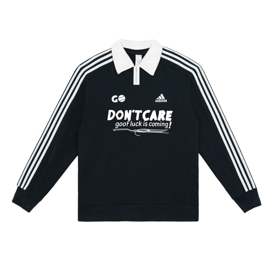 Adidas Adidas Sweatshirts Unisex Black Polo Collar Moderate