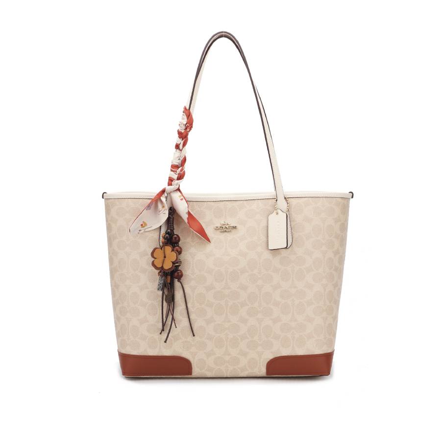 COACH City Coated Canvas Handbag Large Women's Sand
