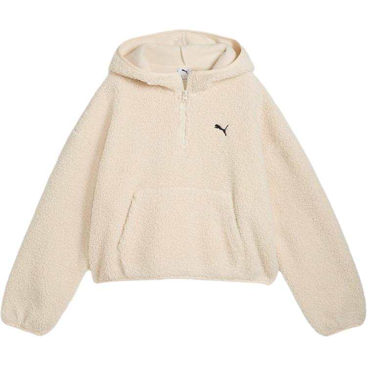 PUMA Velvet Jackets Women's Ecru Hooded Moderate