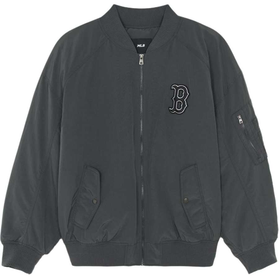 MLB MLB Puffer Jackets Men's Charcoal Gray Baseball Collar Moderate Pilot Puffer Jacket