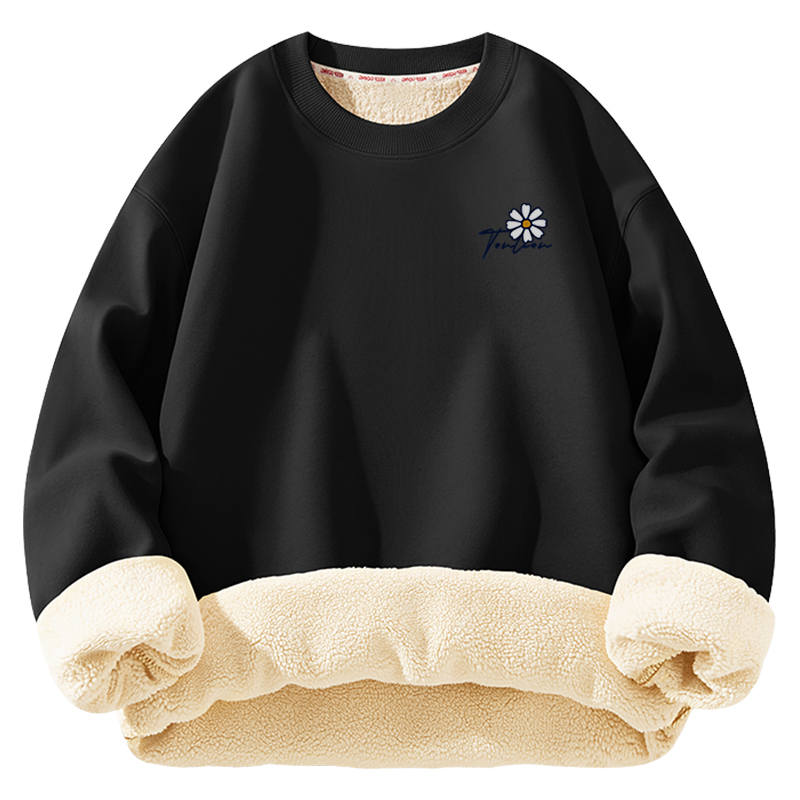 Tonlion Sweatshirts Unisex Crew Neck Thickened Regular