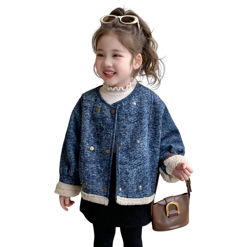 Lanza Casual Jacket Winter Thickened And Fleece Lined Fashion Coat Blue Children Aged 3 7 Years Old
