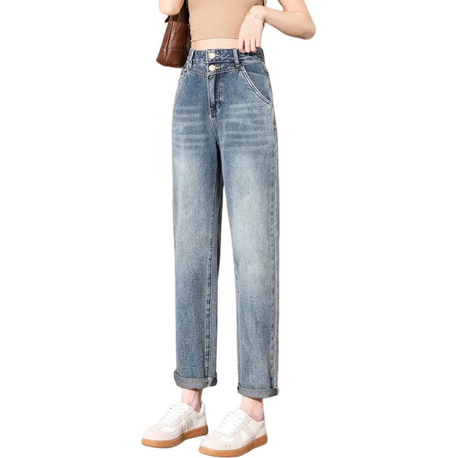 Tonlion Jeans Women's Vintage Blue Moderate Harem Pants