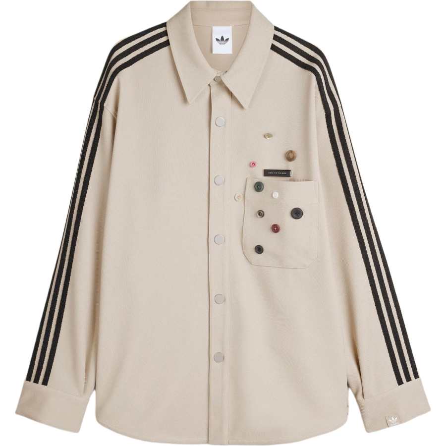 Adidas Originals Song For The Mute striped-sleeve button-up overshirt