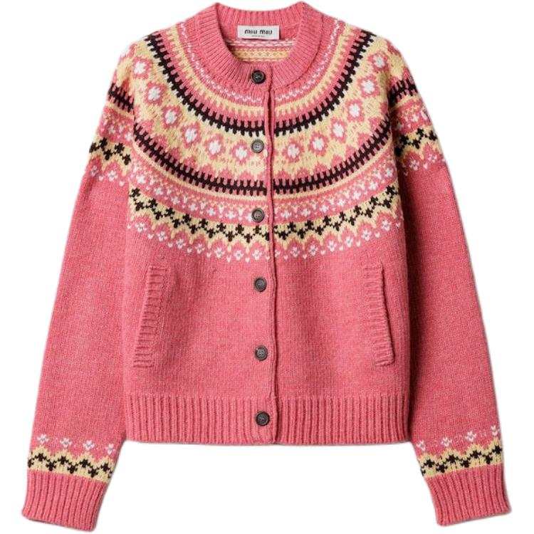 Miu Miu Crewneck Button-Up Cardigan