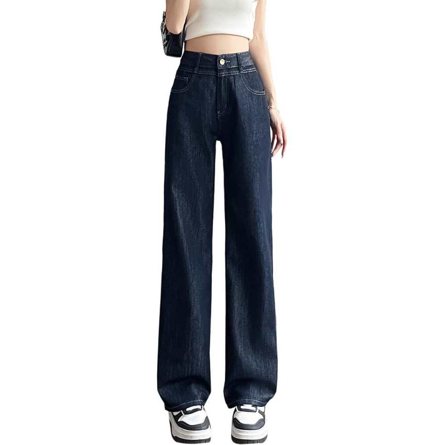 Tonlion Jeans Women's Dark Blue Moderate Straight Fit Pants