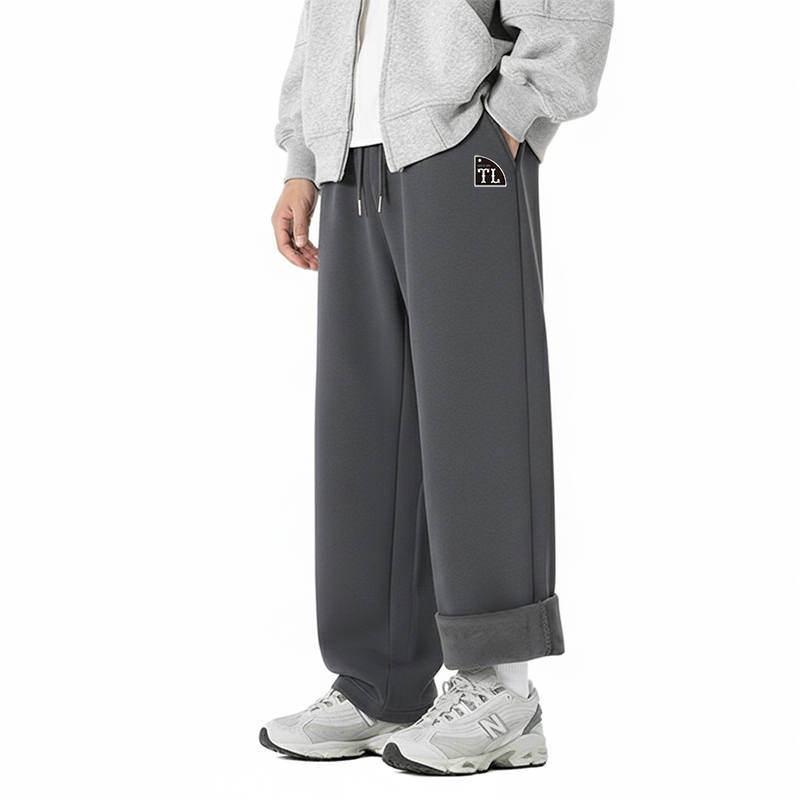 Tonlion Casual Pants Unisex Thickened And Fleece Lined Straight Fit Pants