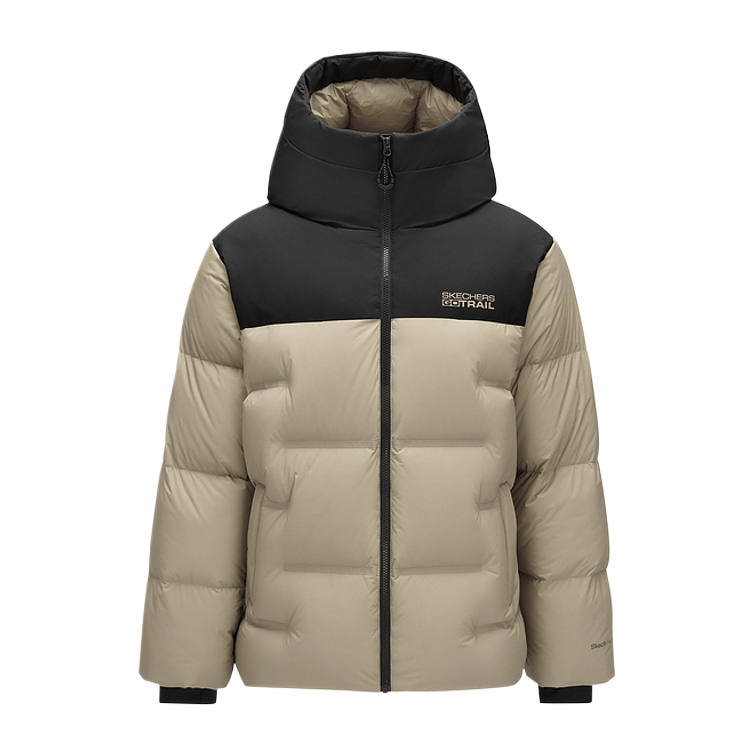 Skechers Down Jackets Men's Khaki Gray/05F0 Hooded Thickened