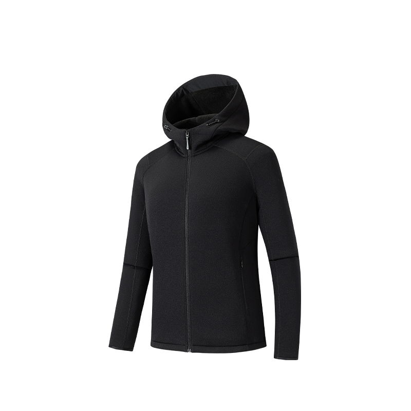 ANTA Knitwear Women's Black Hooded Thickened Cardigan