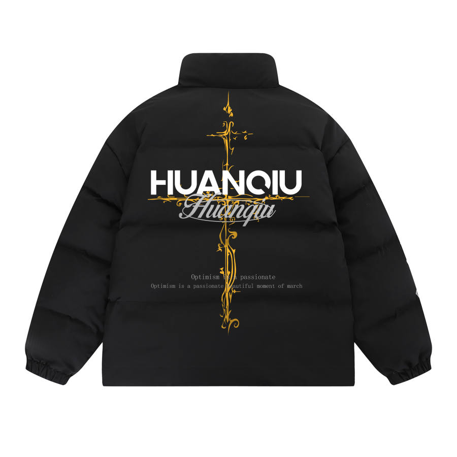 HUANQIU Puffer Jackets Unisex Stand Collar Moderate Padded Puffer Jacket