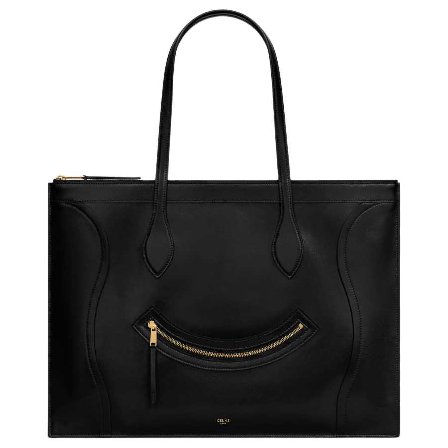 CELINE Luggage Cow Leather One Shoulder Handbag Women's Black