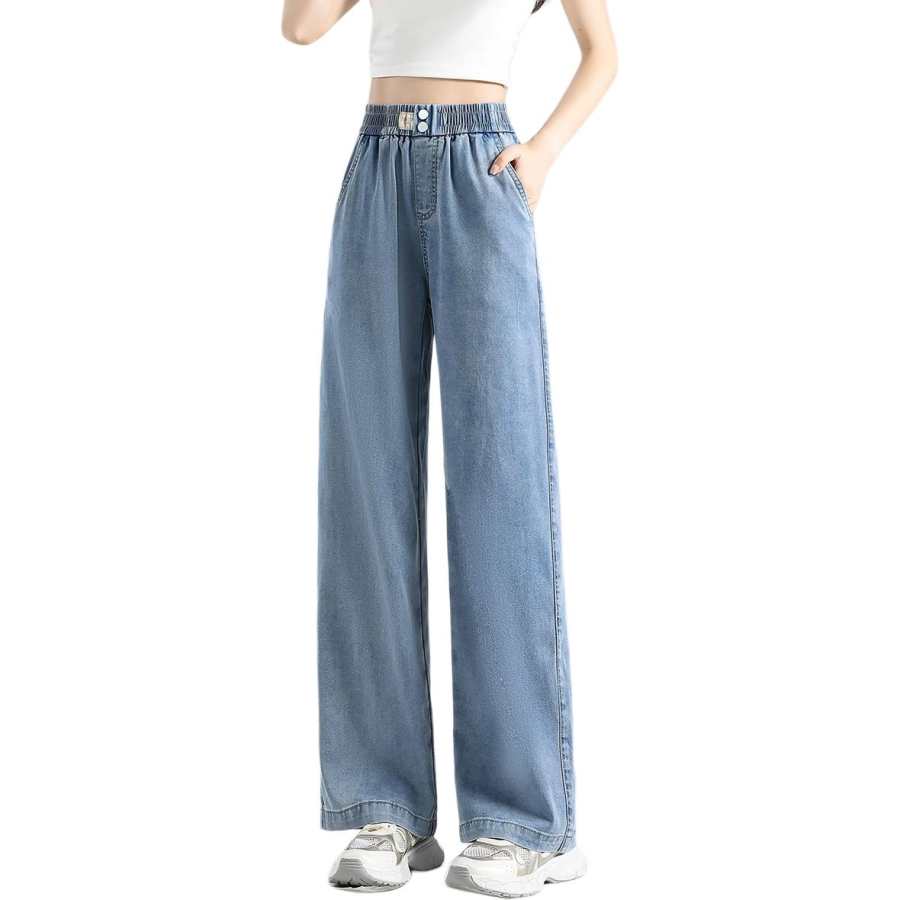 Tonlion Jeans Women's Light Blue Thin Wide Leg Pants
