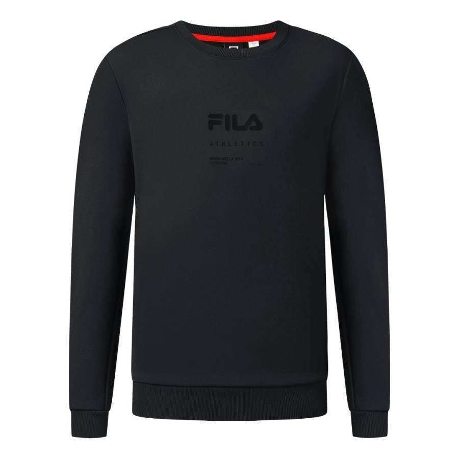 FILA Fitness Casual Sports Versatile Comfortable Thermal Loose Fit Fleece Lined Pullover Crew Neck Sweatshirt Men's